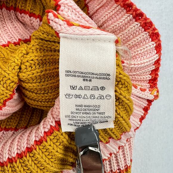 FREE PEOPLE Just My Striped Pullover Sweater Womens Small Yellow Pink Cropped - Picture 11 of 14